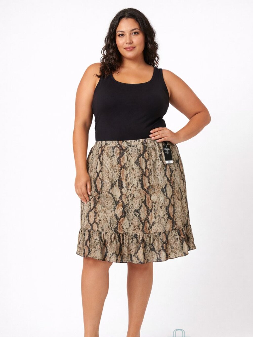 NWT Sag Harbor Snake Print Midi Skirt Elastic Waist Pull-On Size 2X